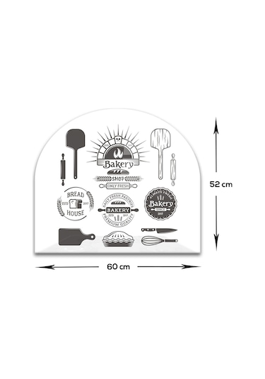 Decorita Cam Ocak Arkası Koruyucu | Oval Şekilli | Bakery Fresh