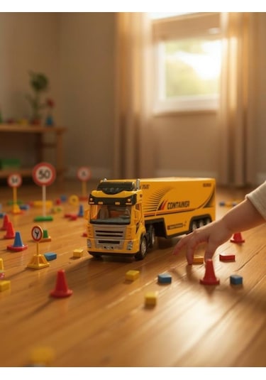 Ctoy Uzaktan Kumandalı Sarı Tır Ve Römork 1:36 Ölçek 27 Mhz Direksiyon Kumandalı Rc Truck