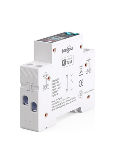 Tongou Ekranlı Akıllı Voltaj Ve Akım Koruma Rölesi - Sıcaklık Wifi Özellikli Çift Kutuplu Monofaz