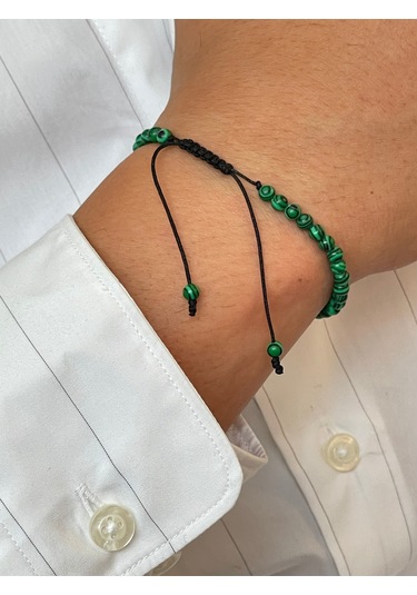 14 Ayar Altın Dorikalı Doğal Malahit Taşlı Şık Altın Bileklik Altın