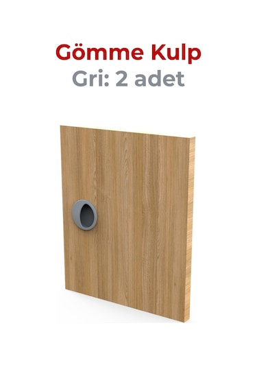 Adilon Gömme Kulp, 50 mm, Gri (2 Adet)