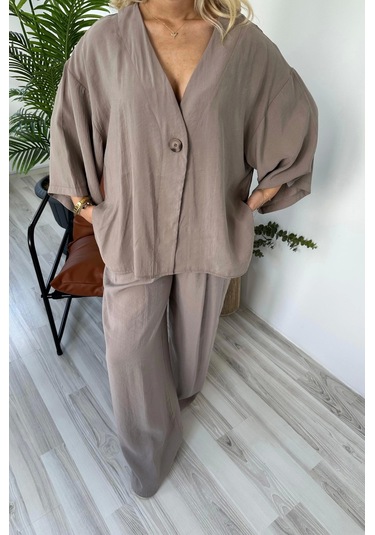 Keymoda Kadın Bluz Pantolon Takım Vizon Vizon
