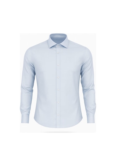 Erkek Beyaz/mavi Slim Fit Gömlek Plus Scorpion, Ofis & Günlük Şık Kombin, Ütü Gerektirmeyen Mavi