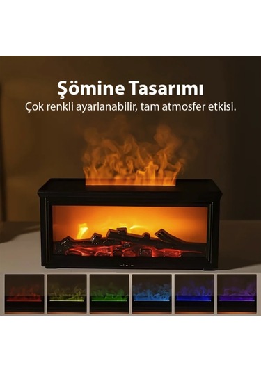 Şömine Efektli Alev Efektli Buhar Makinası Humidifer Çocuk Odası Yatak Odası İçin Dekoratif Soğuk Buhar Makinası