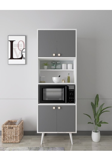 Floradesign Lavin180 Çok Amaçlı Dolap /fırın Dolabı /mutfak Organizeri Beyaz+antrasit