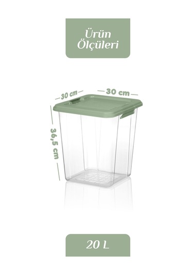 2'li Megabox 20l Saklama Kabı - Kilitli Kapaklı Çok Amaçlı Düzenleyici Kiler Depolama Oyuncak Kutusu Yeşil