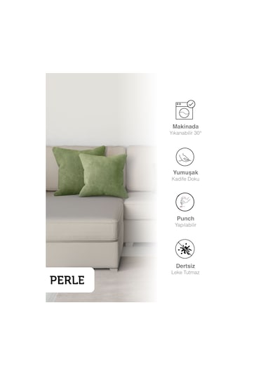 Br Perle Home Daily Series Zeytin Yaprağı Rengi Kırlent Yastık Kılıfı Zeytin Yaprağı
