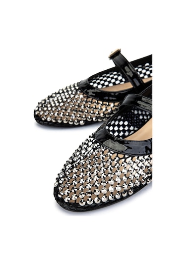 Tamer Tanca Kadın Deri & Tekstil Siyah Rugan Babet Ayakkabı 1036 7604 Bn Ayk Y25 Sıyah Rgn Siyah Rugan