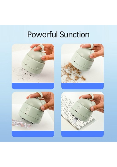 Jeemson Jy-026 Masaüstü Süpürge, Şarj Edilebilir Li-poly Pil, 2 Seviye Vücut, Abs+silikon, 30 Dakika Sürekli Çalışma, Mavi