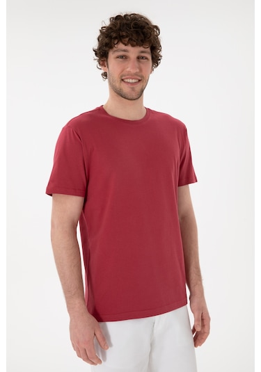 U.S. Polo Assn. Erkek Regular Fit Bisiklet Yaka Vişne Basic Tişört 50305985-VR223 U.S. Polo Assn. Erkek Regular Fit Bisiklet Yaka Vişne Basic Tişört 50305985-VR223