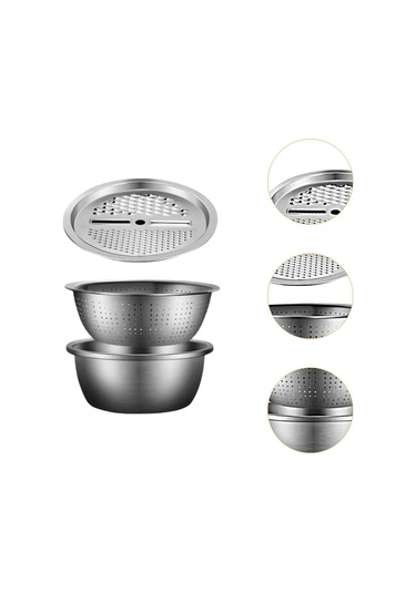 Suntek Sebze Dilimleyici Pirinç Yıkama Süzgeci Ve Süzme 28cm Gümüş