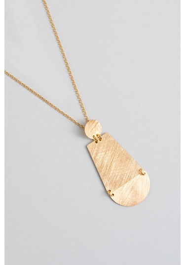 Kızıl Kum 18 Ayar Sarı Altın Kaplama 45 Cm Gümüş Tasarım Kolye