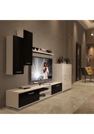Decoraktiv Eko 6 Mdf Dvd Tv Ünitesi Tv Sehpası Beyaz - Siyah