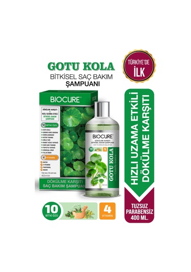 Biocure Gotu Kola Saç Dökülme Karşıtı ve Hızlı Uzama Etkili Bitkisel Bakım Şampuanı 400 ML