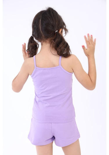 Toontoy Kids Toontoy Kız Bebek Arı Baskılı Şortlu Takım Lila