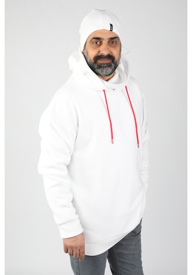 Unisex Kapüşonlu Polar  Beyaz