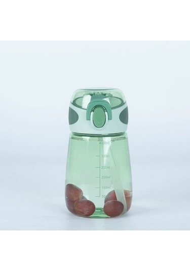400 Ml Kızlar Yaz Plastik Taşınabilir Sevimli Ölçek Pipet Bardak 329aof Yeşil