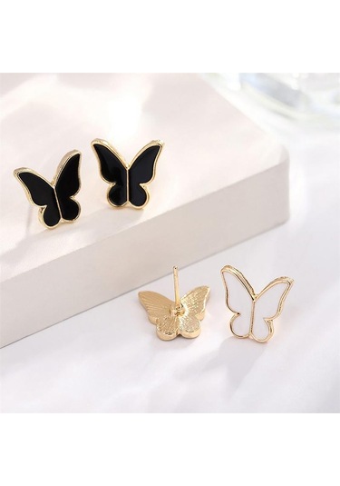 1set Moda Zarif Basit Çok Yönlü Kelebek Kolye Bilezik Küpe Yüzük Kadınlar Kızlar Düğün Partisi Takı Seti Hediye Kırmızı