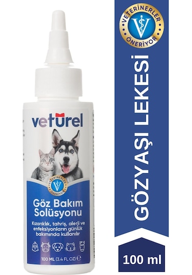 Veturel Kedi Göz Temizleme Solüsyonu Köpek Alerji Enfeksiyon Bakımı Göz Damlası 100 ML