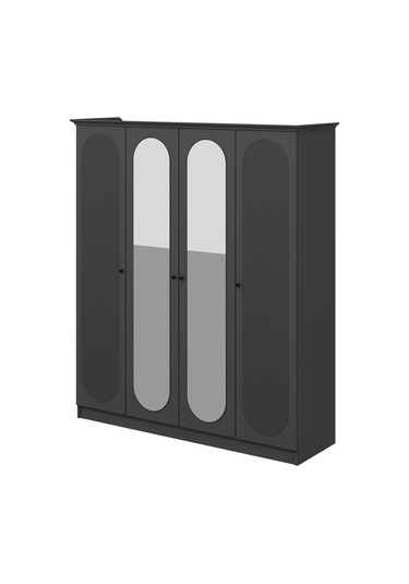 Kale 4 Kapak 2a 2ç Dolap Antrasit - Mebran Defne Ayna Antr 190cm Antrasit