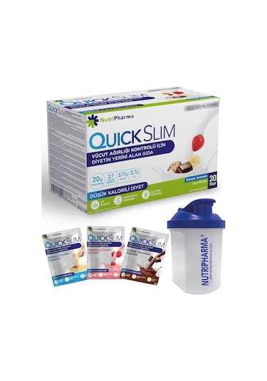 Quick Slim Yüksek Proteinli Öğün Tozu, 30 Öğün Shake + 1 Shaker
