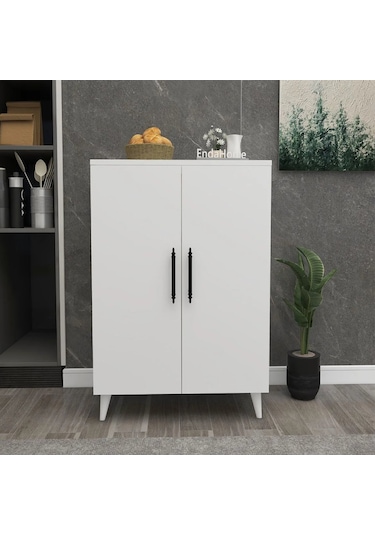 Reyo Home Enda 3 Raflı 2 Kapaklı Çok Amaçlı Dolap Beyaz