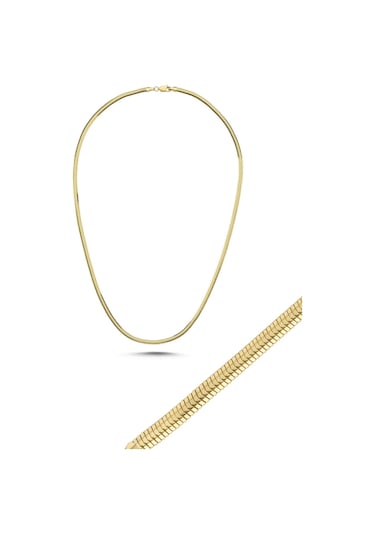 14 Ayar Altın Balık Sırtı Zincir Kolye 6 Mm Sarı