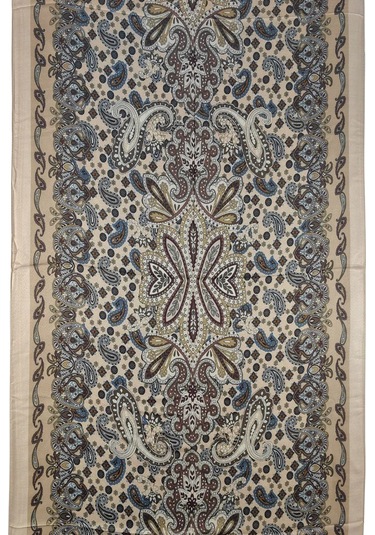 Enba Etnik Desenli Soft Pamuklu Şal 75x190 Cm Krem