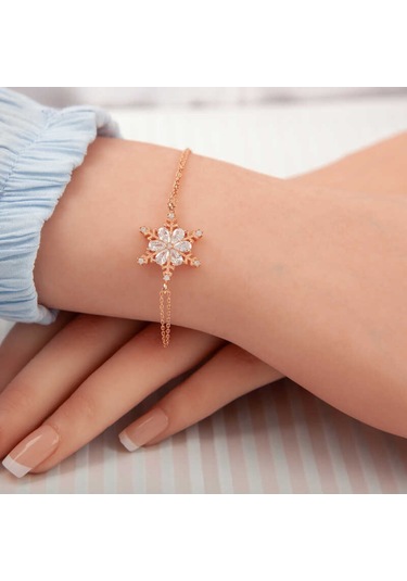 Blackcraft 925 Ayar Gümüş Rose Kar Çiçeği Kadın Bileklik Bc-04baf6 Renkli