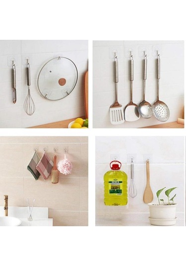 10/20/50 Adet Kendinden Yapışkanlı Evrensel Kancalar Şeffaf