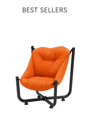 Armegeda Ekru Renk Metal Minderli Sandalye Katlanabilir Dayanıklı Rahat Bahçe Balkon Kamp Kafe Turuncu