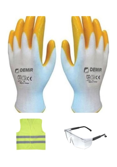 Demir Nitril Eldiven + Gözlük + Ikazyeleği Eldiven 5 Adet Gözlük Yelek 1 Er Adet