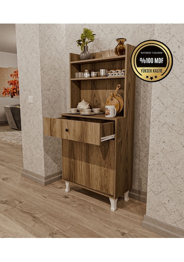 Dekorfim Çok Amaçlı Airfry Dolabı Kahve Köşesi Kahverengi