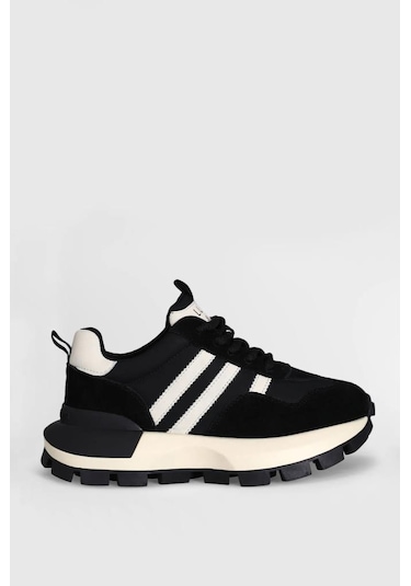 Lufıan Tatum Siyah Deri Kadın Sneaker 001