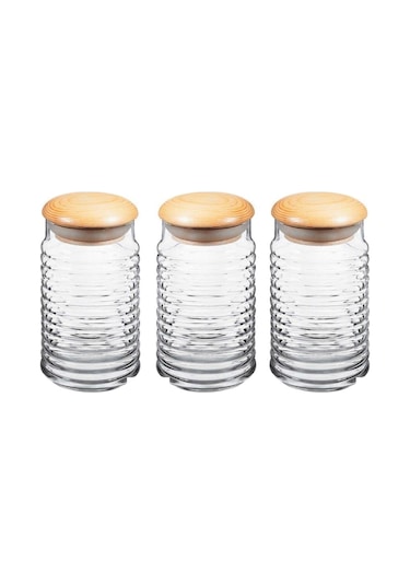 Paşabahçe 43173 Babylon Ahşap Kapaklı Cam Kavanoz 1125cc 3 Lü