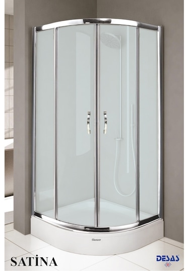 Desaş Shower Teknesiz Oval Buzlu Cam Duşakabin 90 x 90 5 MM Gümüş