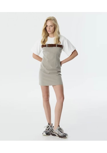 Twist Çift Parça Görünüm Kemerli Gri Kadın Elbise Tw6250002110 Gri