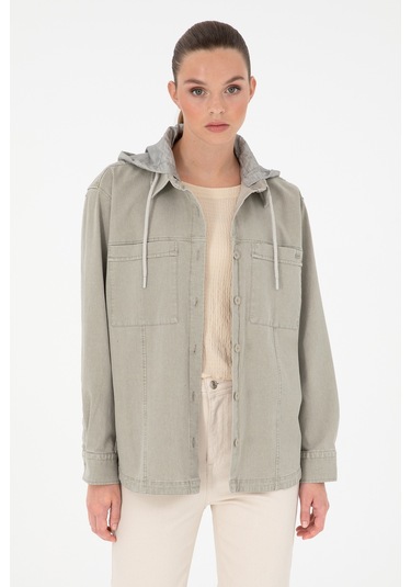 U.s. Polo Assn. Kadın Açık Haki Gömlek Desenli 50291070-vr183 Açık Haki