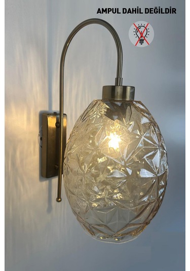 Veltro Bal Rengi Cam Aplik Duvar Lambası Modern Otel Cafe Vintage Salon Yatak Odası Merdiven Retro Bal