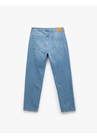 Koton Pamuklu Normal Bel Cep Detaylı Vintage Straight Fit Jean Pantolon Açık İndigo 6wam40091nd Açık İndigo