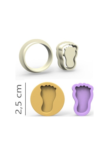 Ayak Kurabiye, Bisküvi, Kolye Ucu, Mühür Kalıp Seti - 2,5 Cm