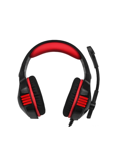 Hombey V3 Kablolu Oyun Kulaklığı 50mm Hoparlör Otomatik Gürültü Engelleme Ayarlanabilir Mikrofon Usb+3.5mm Siyah-kırmızı
