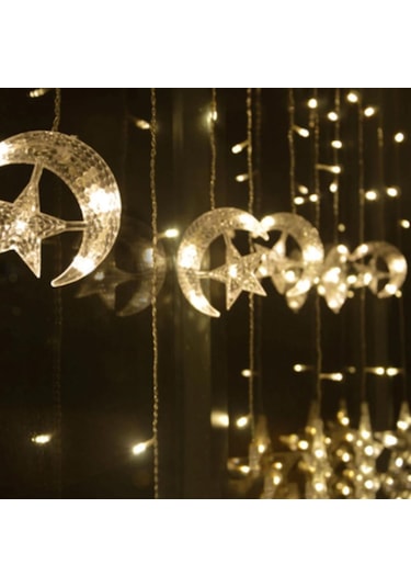 Led Perde Ay Yıldız Model Saçaklı 2.5 Metre