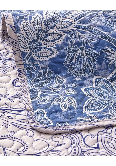 English Home Flora Drape Çift Kişilik Çok Amaçlı Örtü 200x220 Cm Mavi Mavi