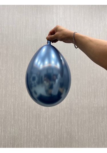 10 Lu Krom Mavi Balon 12 İnç, Ayna Efektli Metalik Parti Balonu