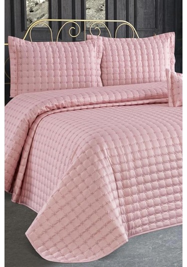 Yatak Örtüsü Nakışlı Çift Kişilik Toledo Pembe Pembe