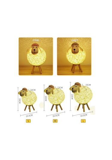 Çocuklar İçin Kısılabilir Led Gece Lambası Sevimli Koyun Uzaktan Kumandalı İplik Topu Tasarımı El Dokuma Abajur Ay Lambası Zamanlayıcı Fonksiyonlu Gri
