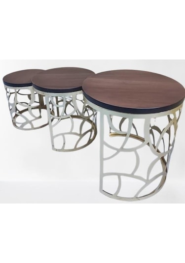 Zigon Sehpa Model 90516 Cnc Metal Kesim Osmanlı Desen Ceviz Renk El Yapım