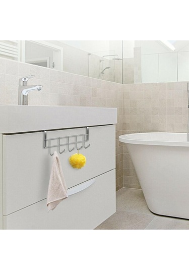 Jms 1 Adet Kapı Üstü Kanca Askı Organizatör Ceket Havlu Bornoz 5 Kanca Çelik