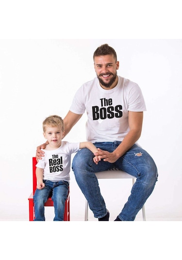 The Boss The Real Boss Baba Oğul Kombini Tshirt Giyim